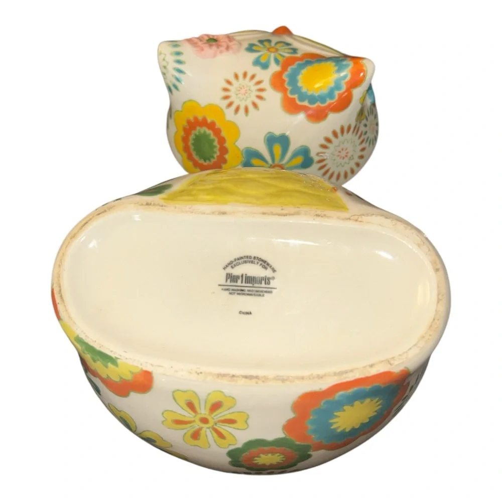 Pier 1 Imports‎ Hand Painted Owl Cookie Jar 9.5” Stoneware Retired
